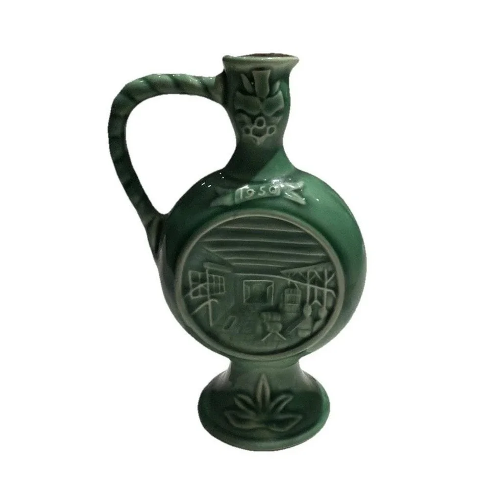 Gouda Hulstkamp‎ Green Pottery MoonFlask Decanter Bottle 1775 7.1/4